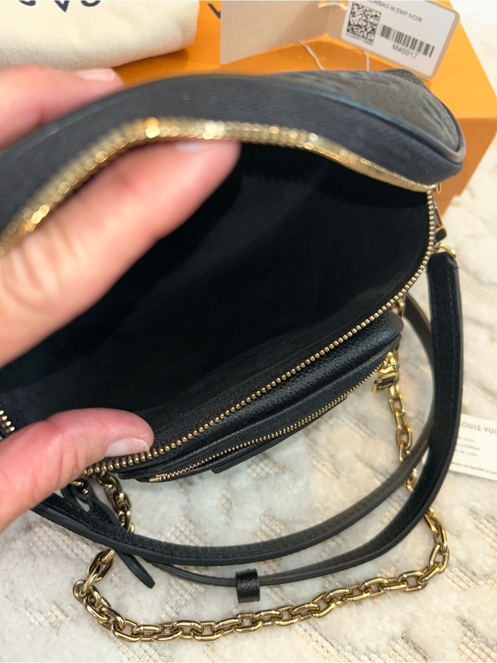 Louis Vuitton Black Leather Mini Bum  Bag with Gold Chain and leather strap - Picture 10 of 10